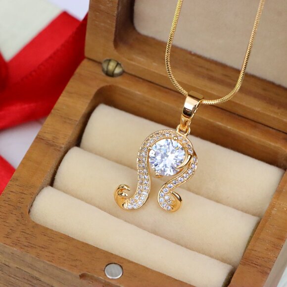 "Rose Gold Leo Zodiac Pendant with Sparkling CZ Centerpiece, XPPT1541 - Picture 7 of 13
